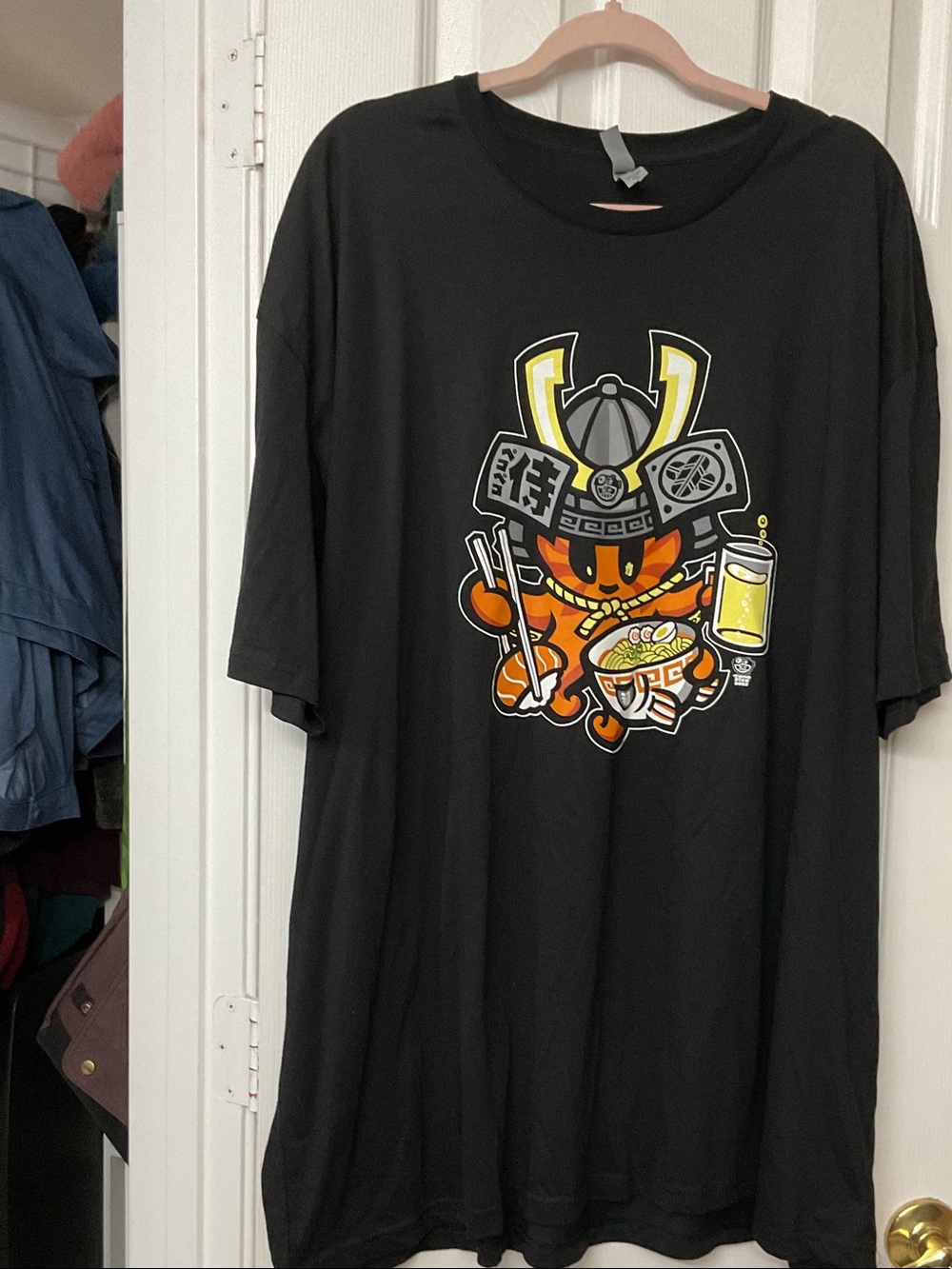 Next Level Apparel Black Sumofish Samurai Cat Graphic Tee 4x (5)